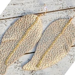 Genuine leather feather earrings